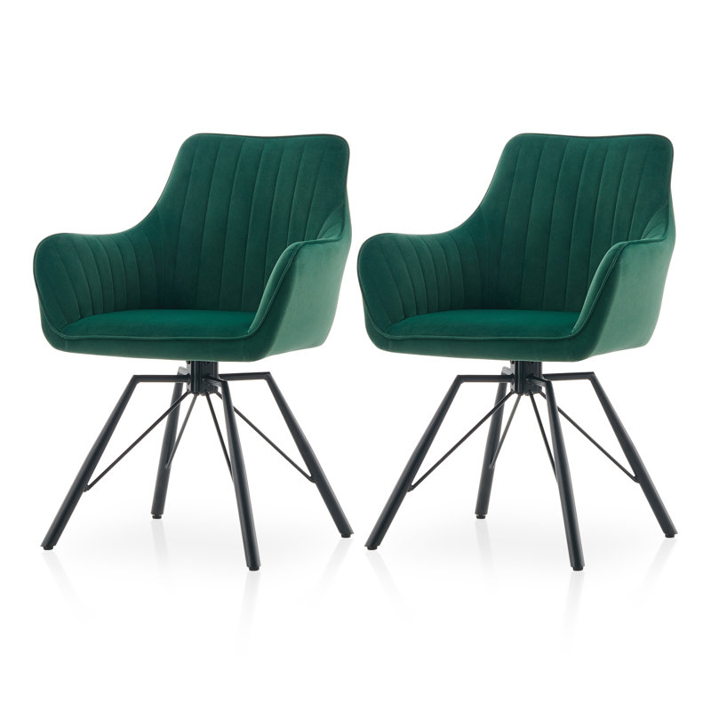 46cm H Velvet Upholstered Metal Armchair, Green