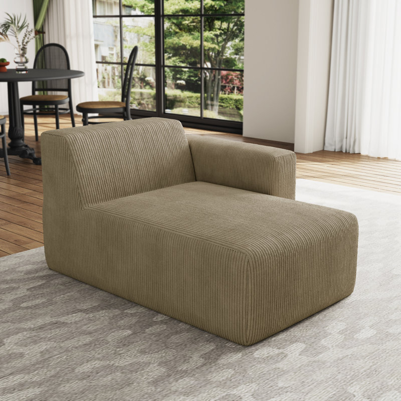 Upholstered Chaise Lounge, Right Hand Facing, Khaki