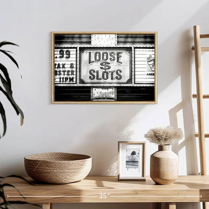 Loose Dollar Machines à sous, Cadre flottant en bois naturel, 19 po x 13 po
