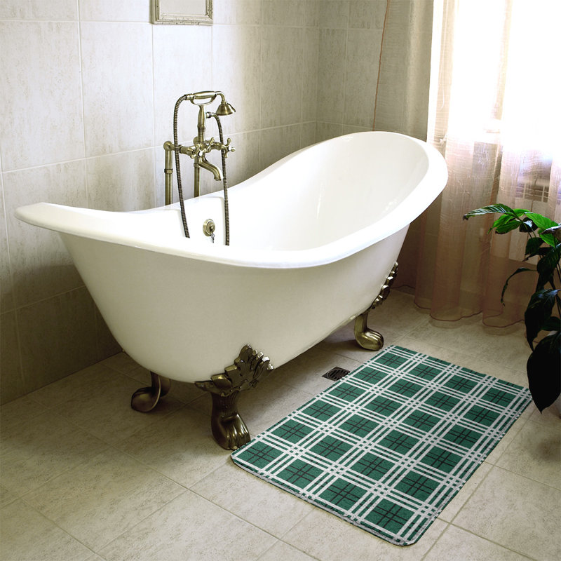 Memory Foam Non-Slip Bath Rug, 21" W x 34" L, Green/Black
