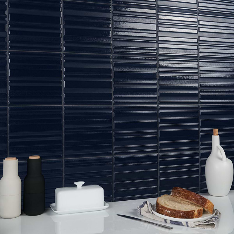 Sydney 8x16 3D Mixed Finish Ceramic Tile, Blue