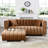 Luna, Channel-Back Velvet Sofa with Ottoman-1192313545