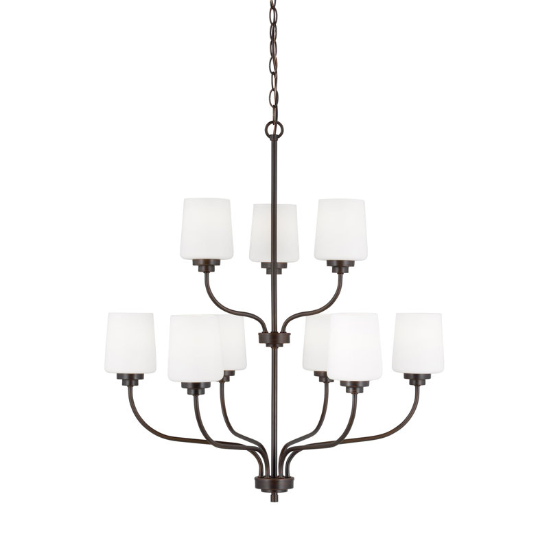 Lustre classique / traditionnel à 9 lumières Windom, Non, Bronze
