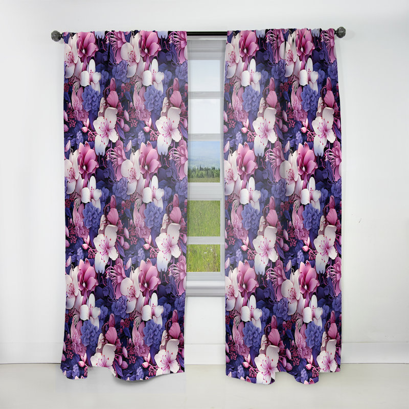 Orchidée crépuscule motif tropical II - Rideau tropical - Velours obscurcissant - 1 panneau, L 52 po x L 120 po