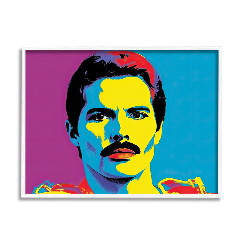 Freddie Mercury Pop Style On Wood par Birch & Ink Print, H 16 po x l 20 po x P 1,5 po, Giclée encadrée blanc bord de mer