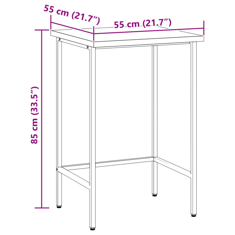  Grey Steel Adjustable Feet Industrial Corner Table Square