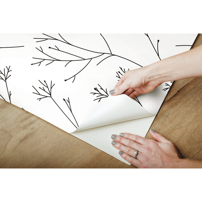 Rouleau de papier peint adhésif Alaze, L 18,86 po x l 18 po , Noir / blanc