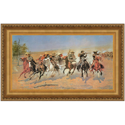 «A Dash For The Timber, 1889» par Frederic S. Remington, reproduction sur toile encadrée