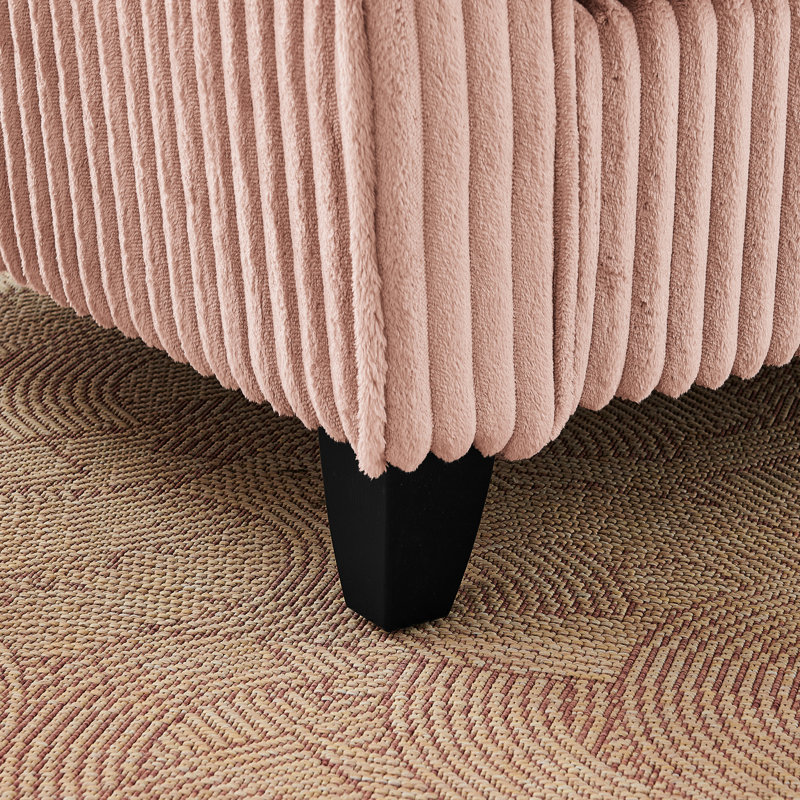 Chaise rose avec tissu ergonomique en velours côtelé et siège confortable pour le dossier du salon, Rose