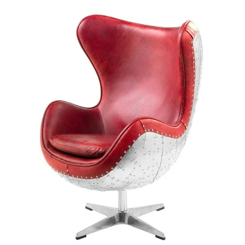 Fauteuil d'appoint pivotant en cuir Mosher, Rouge