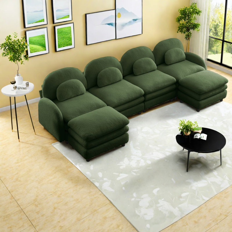 Canapé modulaire 4 places Cloud Comfort Teddy, canapé incurvé moderne pour la maison
