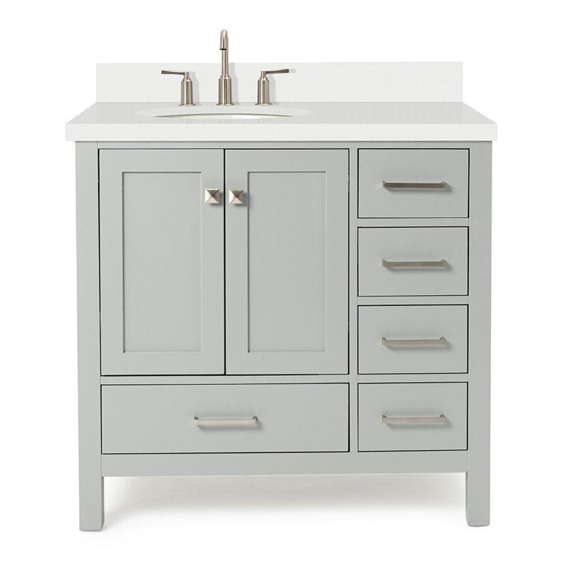 Ensemble de meuble-lavabo simple 37 po Cambridge, Gris, Oval