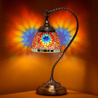 Handmade Glass Swan Neck Bedside Lamp