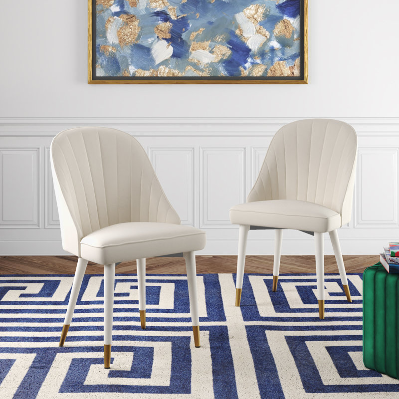 Mercede 19.7'' H Tufted Velvet Upholstered Side Chair, Cream Velvet