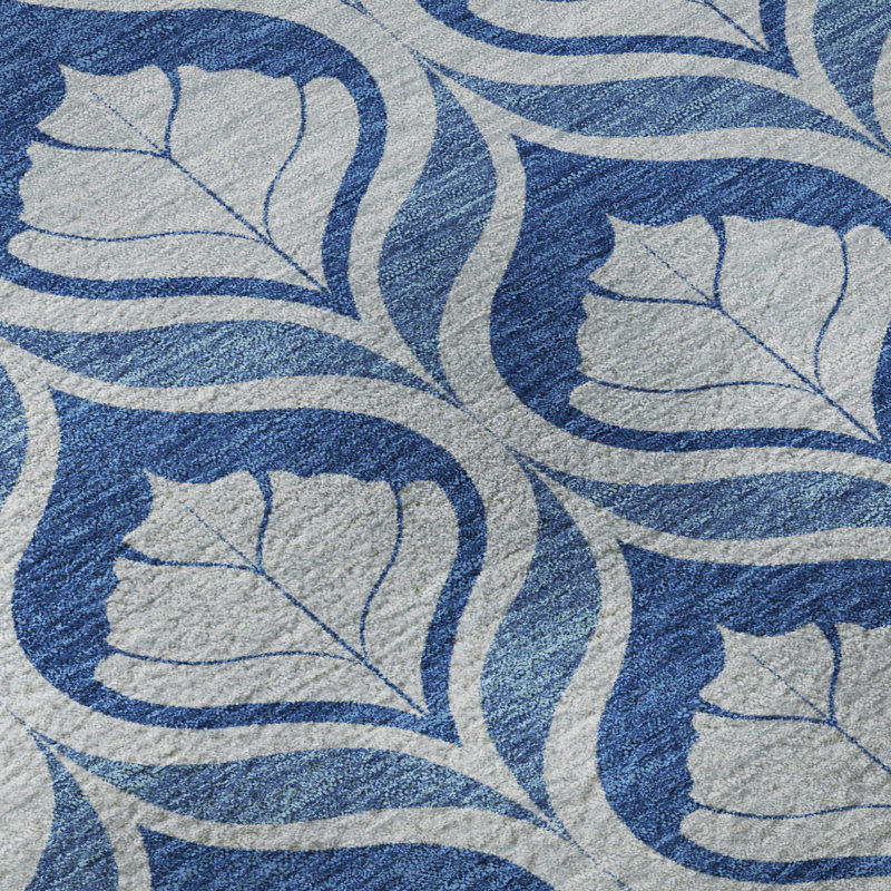 Tapis Ikat Mayfield AMF2379 lavable à la machine de qualité supérieure, Marine, 8 pi x 10 pi