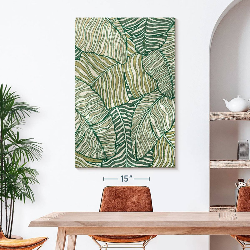 Feuille de bananier à feuilles sur toile, H 48 po x l 32 po x P 1,25 po