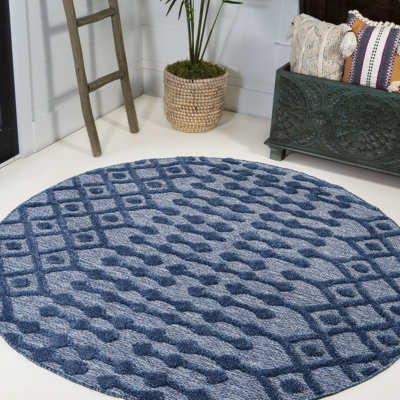 Tapis bleu marine intérieur / extérieur Adalbern