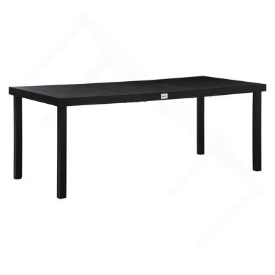 Table de salle à manger d'extérieur 75 po x 35 po pour 8 personnes, table de jardin rectangulaire en aluminium avec plateau en faux bois toutes saisons pour le jardin, pelouse, patio, noir