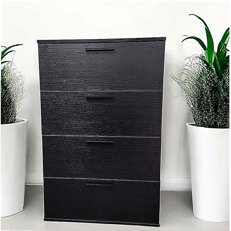 Commode noire à quatre tiroirs Oliver