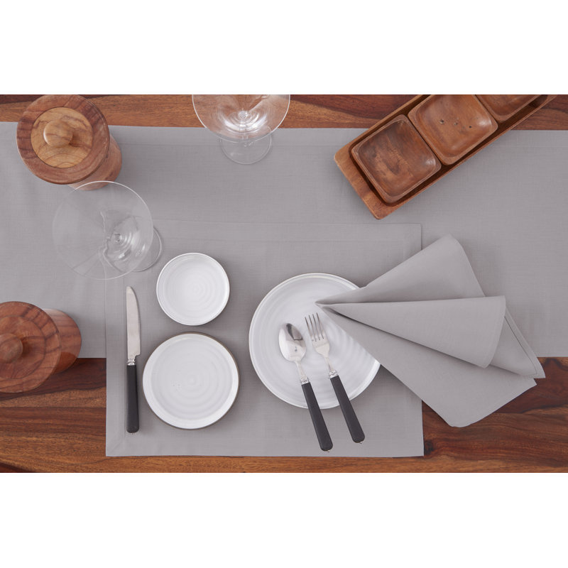 Dru Cotton Linen Dinner Napkins, Light Gray