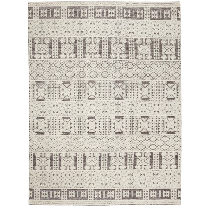 Wool White/Taupe Area Rug, Rectangle 12' x 15'