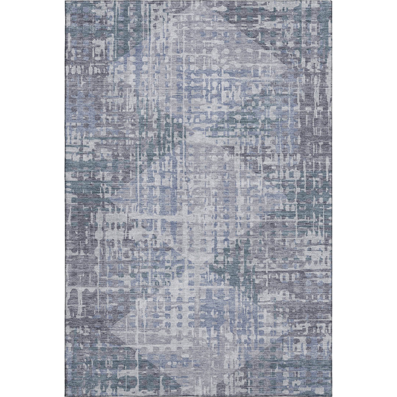 Premium Machine Washable Mayfield AMF2026 Geometric Rug, Aloe, 2'6" x 3'10"