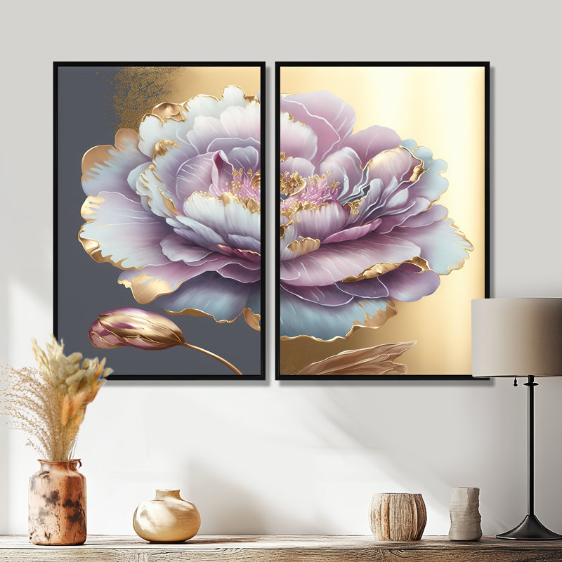 «Mauve mauve», fleur unique, 36" H x 48" W, Impression encadrée flottante, Black