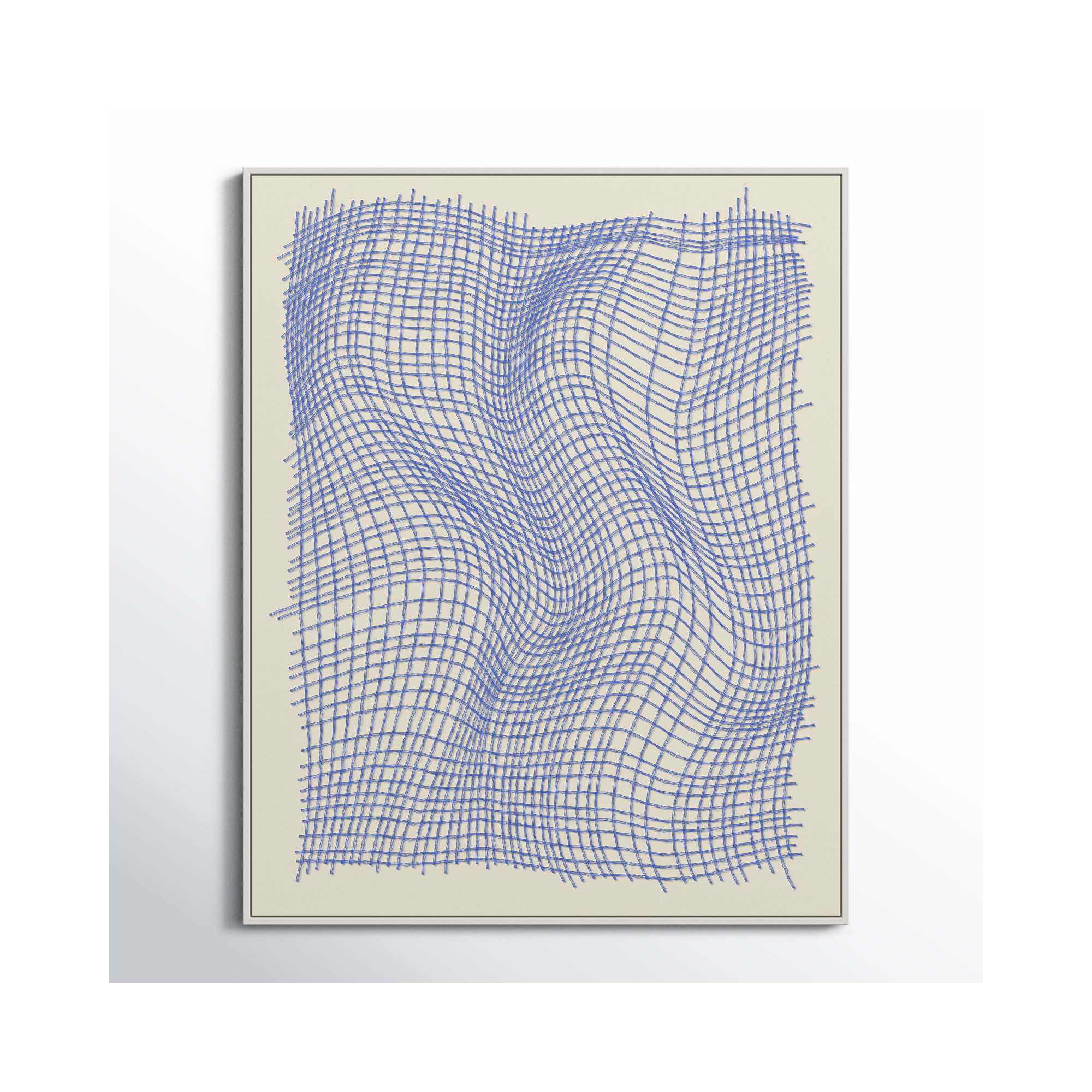 Netting 3 by Jacques Pilon, 38" H x 30" W x 1.25" D, White Single Structure Framed Canvas