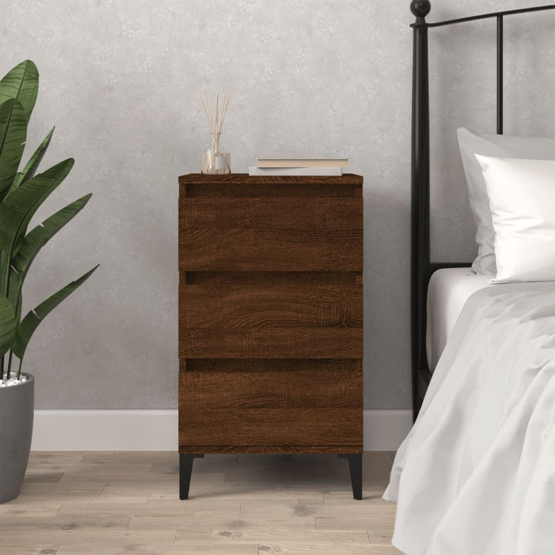 Bedside Cabinet 40 x 35 x 70 cm Engineered Wood, Brown Oak