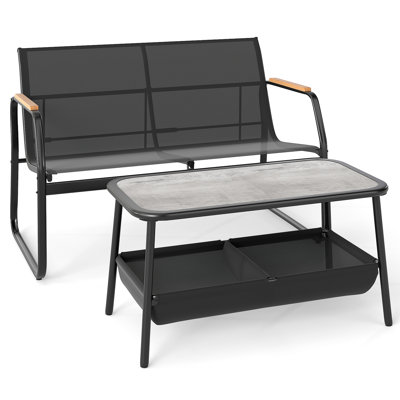 Garden 2 Pieces Patio Furniture Set Outdoor Loveseat And Coffee Table Set