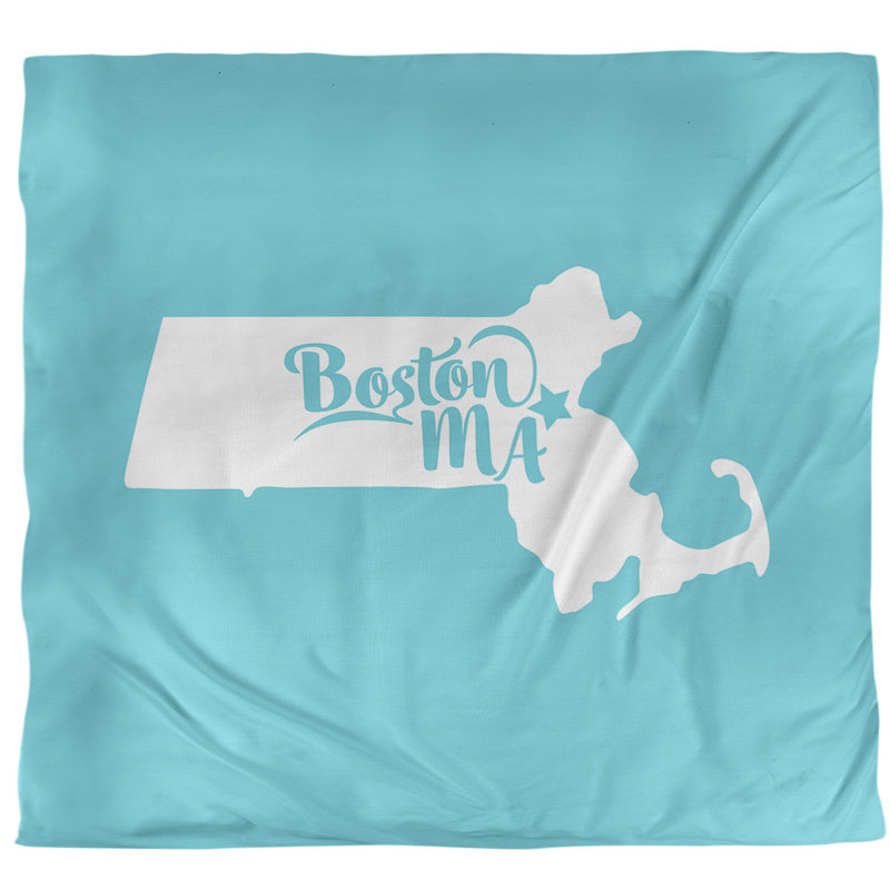 Ensemble de housse de couette boston massachusetts, Housse de couette pour très grand lit, Bleu sarcelle, Microfibre