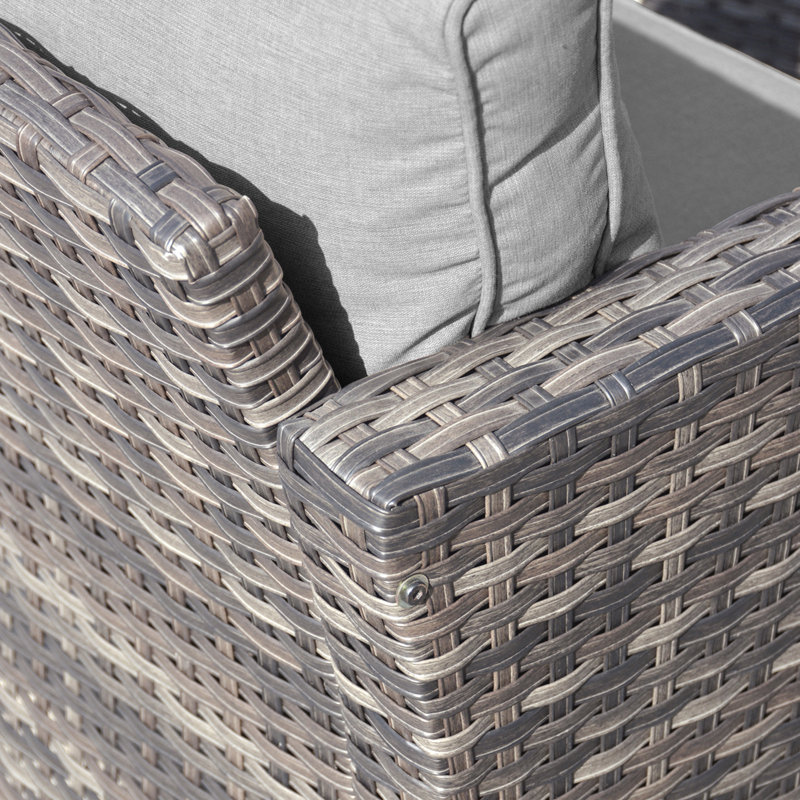 GRST Rattan Sofa Seating Group with Cushions, Light Gray