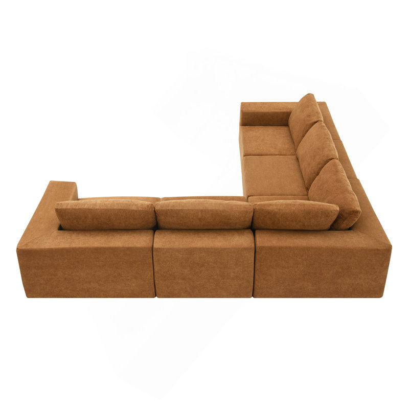 Versatile Modular Sofa Set For Home, No Assembly, Comfortable And Stylish, Brown Fabric