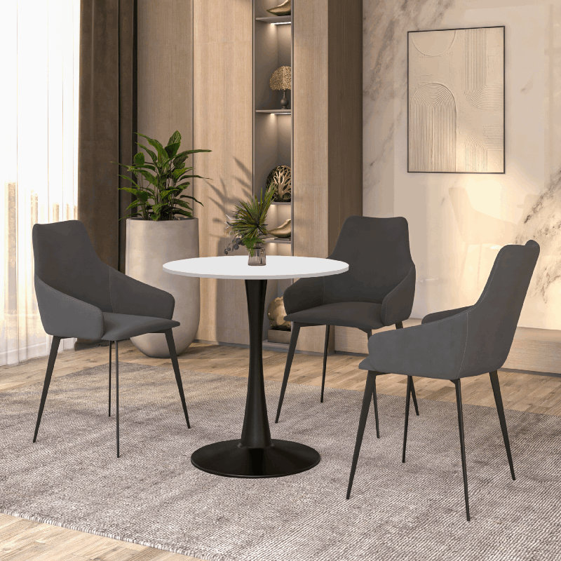 Bjarnheiður Pedestal Dining Table, White, White, 29.11" H x 23.61" W x 23.61" D