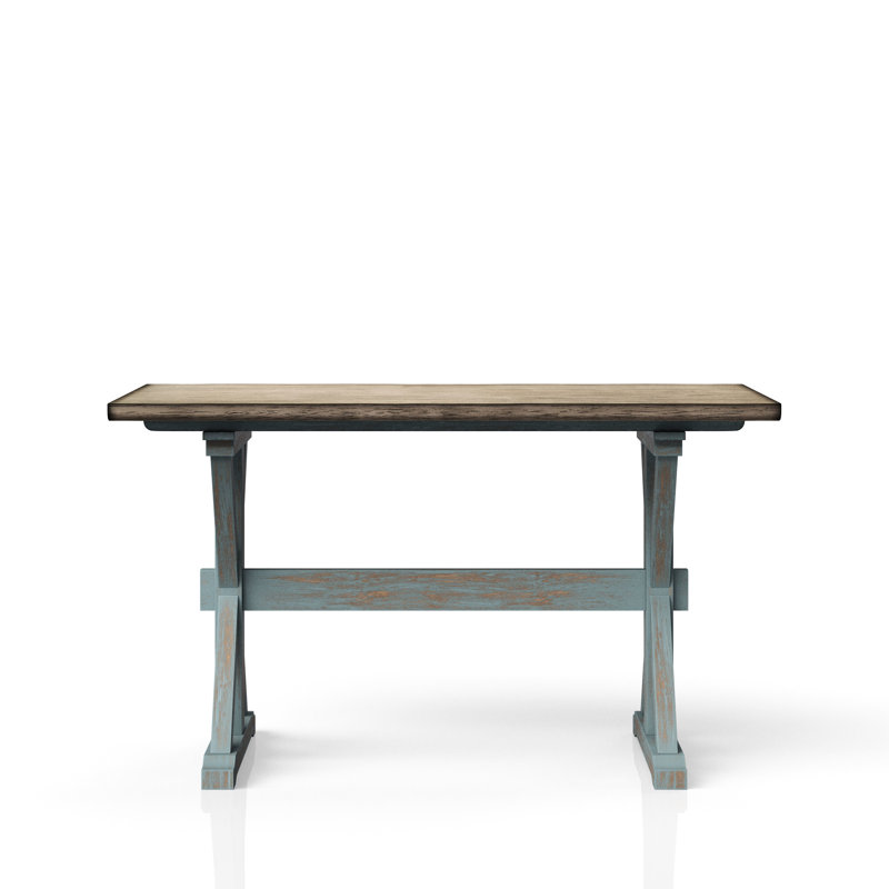 Counter Height Dining Table With X Base In Blue, Wood + Solid Design