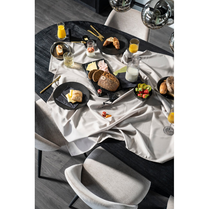 Aron Oval Solid Wood Dining Table, Black, 43" W x 98" L