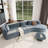 132" Modern Sectional Sofa With Curved Design, 2-Piece Chenille Modular Couch With 4 Pillows, Plush Sponge & Spring Cushion-1689223686