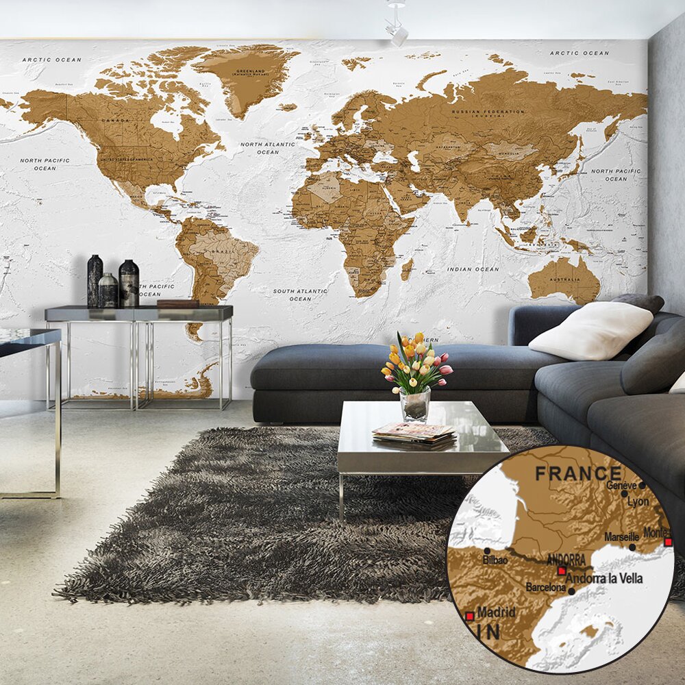 Fototapete World Map Modern Geography 2,8 m x 500 cm