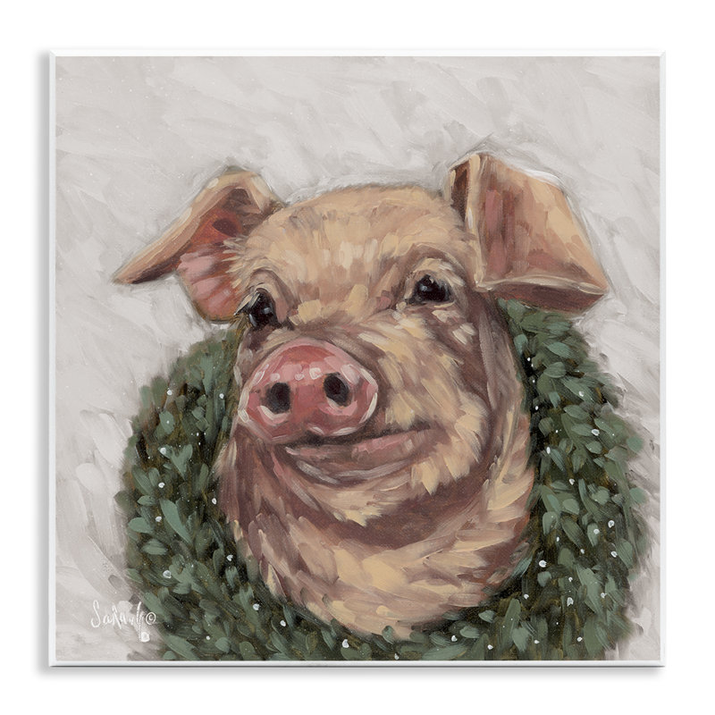 Cochon avec couronne de vacances, art mural par Sara G. Designs