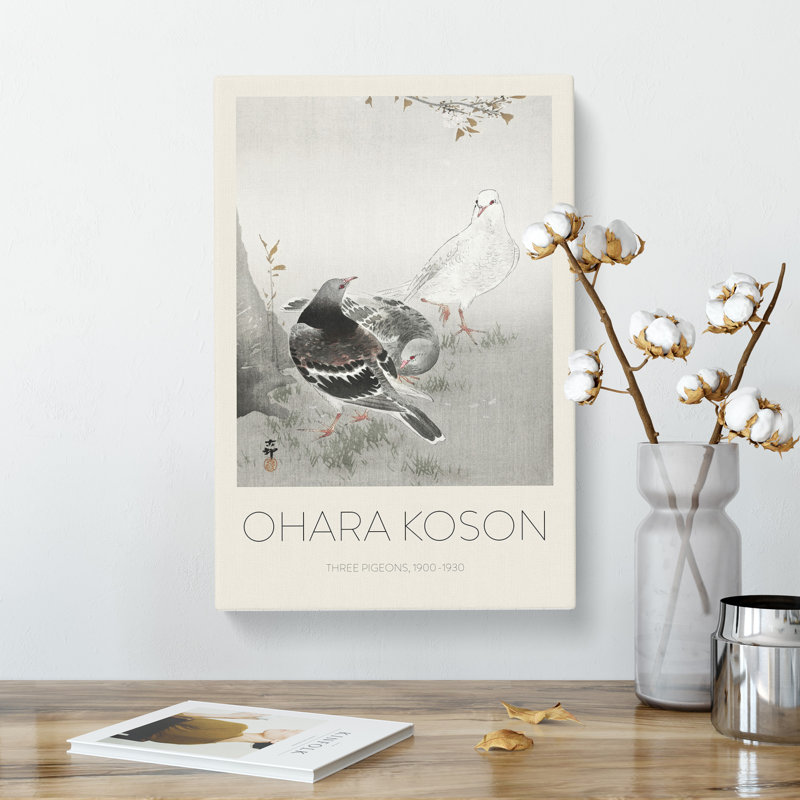 Three Pigeons by Ohara Koson - Wrapped Canvas, 76cm H x 50cm W x 3cm D
