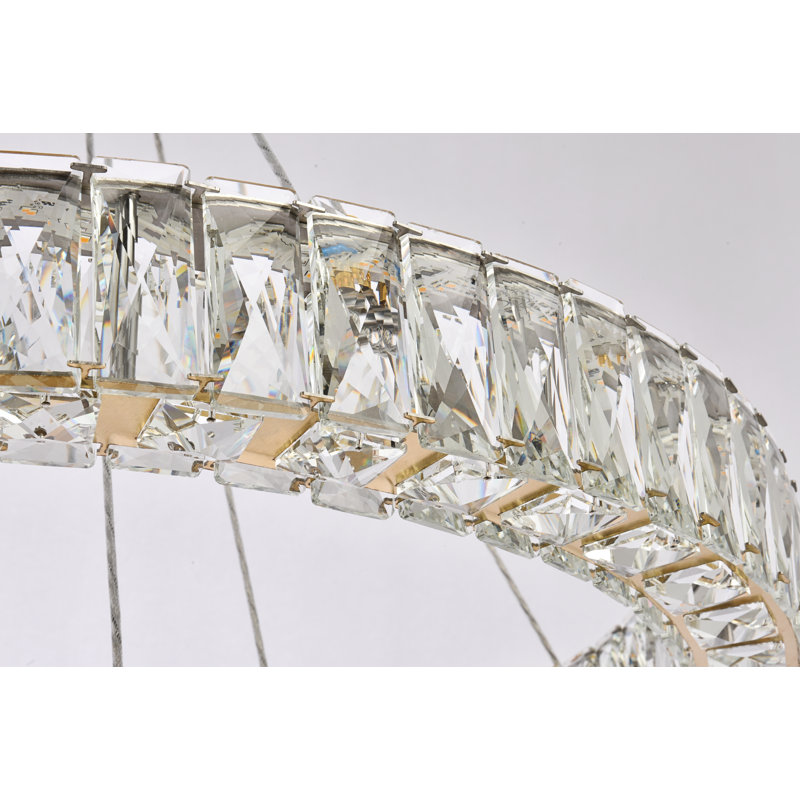 Lustre ovale en cristal 2 lumières Steveson, H 12 po x l 28 po x P 28 po, Or