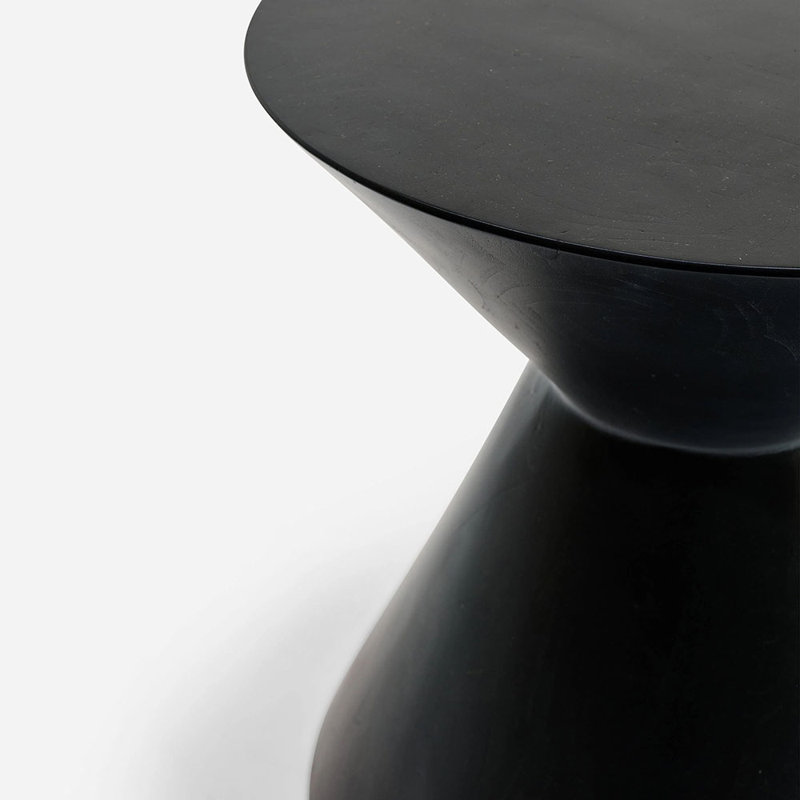 Table de bout à piédestal en bois massif, Noir