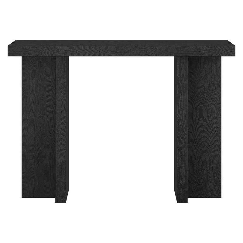 Cerrone 42" Wide Rectangular Console Table in Black Grain, Black Grain