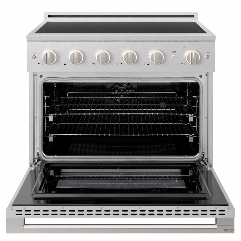 ZLINE Autograph 36 in. Marino Induction Range with 5 Element Cooktop and Polished Gold Accents, Satin Stainless Steel