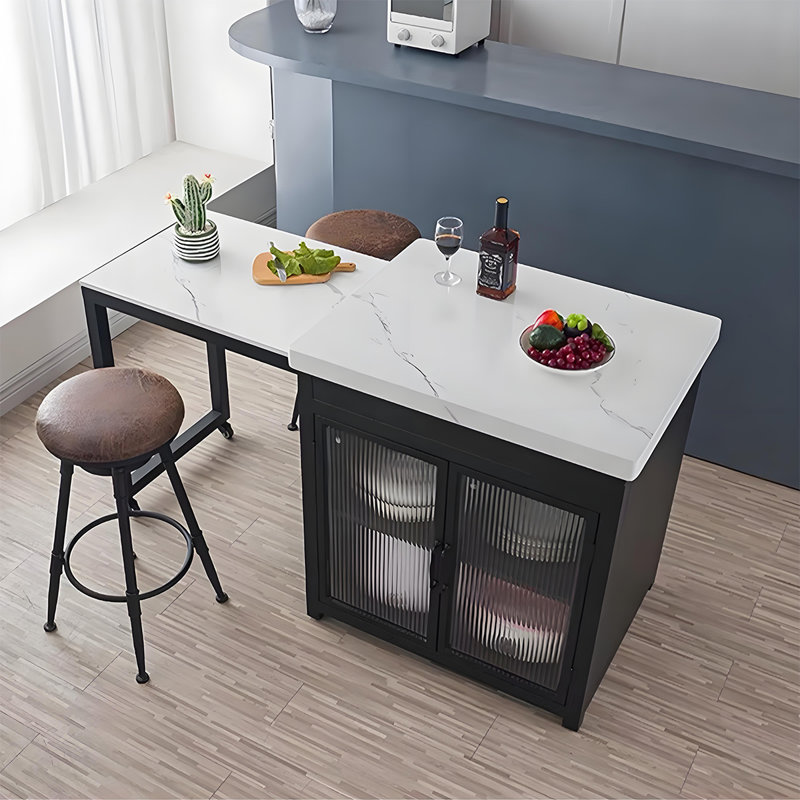 58.27"Open kitchen marble extendable island dining table