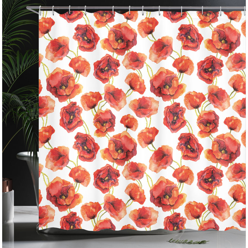 Floral Shower Curtain with Hooks Included, 70" H x 69" W