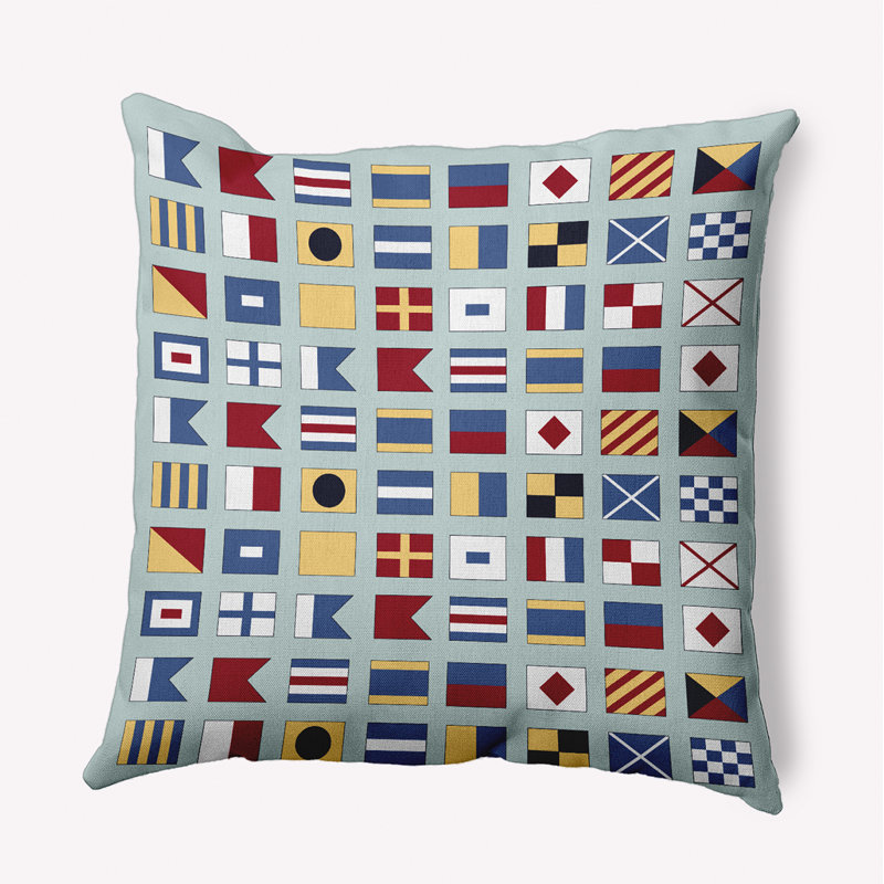Coussin décoratif réversible intérieur / extérieur Nantucket, H 20 po x l 20 po, Turquoise