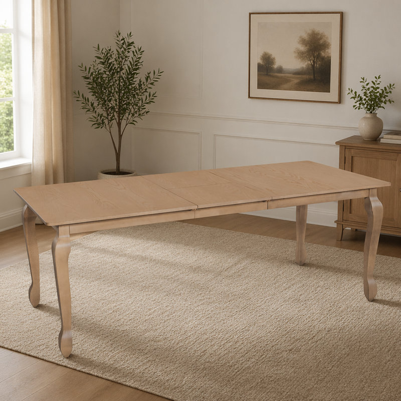 Extendable Rectangular Dining Table(Only Table), Light Natural