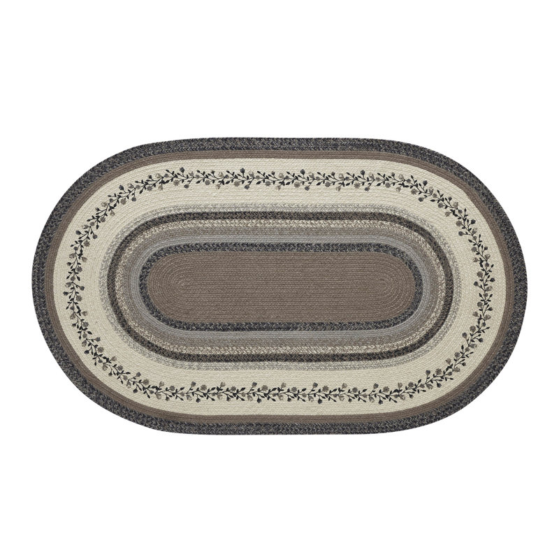 Tapis noir / blanc fait à la main Fahra, Ovale 3 pi x 5 pi