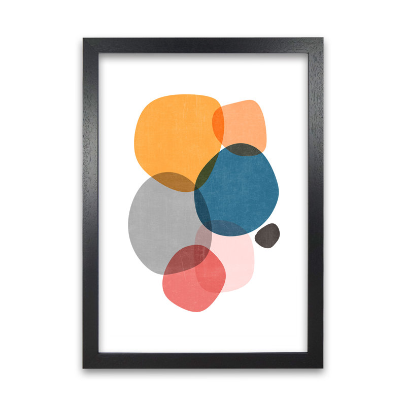 Mid Mod Abstract Shapes E - Print, 42cm H x 30cm W x 3cm D, Black Frame